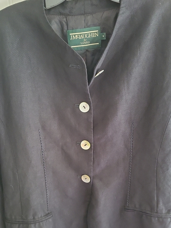 J. McLaughlin Jackets & Blazers - J. McLaughlin Black Pearlescent Button-Front Womens Blazer, Size 8